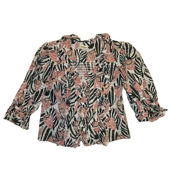 Temperley London Reef Blouse Ruffle Trim Victorian Stule Button Front Baby Top 2 - Picture 2 of 9
